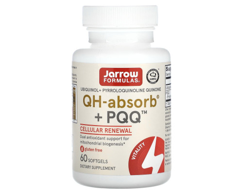 Пірролохінолінхінон і убіхінол, Ubiquinol, QH + PQQ Absorb, Jarrow Formulas, 60 капсул