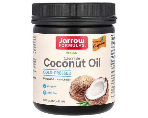 Кокосова олія, Coconut Oil, Jarrow Formulas, органічна, 473 г