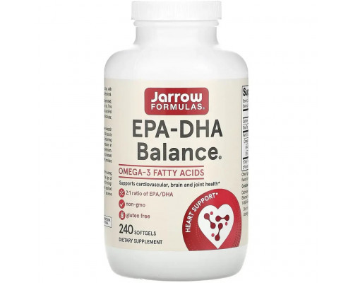 Риб'ячий жир баланс, Fish Oil EPA-DHA Balance, Jarrow Formulas, для підтримки серцево-судинної системи, 2000 мг, 240 капсул (1000 мг у капсулі)