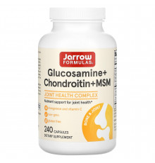 Глюкозамин, хондроитин, МСМ, Glucosamine + Chondroitin + MSM, Jarrow Formulas, 240 капсул
