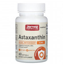 Астаксантин, Astaxanthin, Jarrow Formulas, 12 мг, 60 м'яких капсул