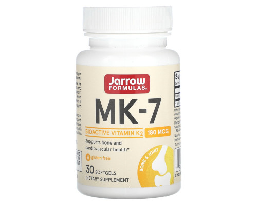 MK-7, активна форма вітаміну K2, Vitamin K2, Jarrow Formulas, 180 мкг, 30 капсул