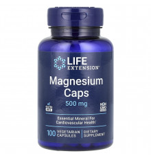 Магній, Magnesium Caps, Life Extension, здоров'я серцево-судинної системи, 500 мг, 100 вегетаріанських капсул