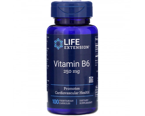 Вітамін В6 (піридоксин), Vitamin B6, Life Extension, 250 мг, 100 вегетаріанських капсул