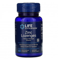 Оксид цинку, льодяники, Zinc, Life Extension, апельсиновий смак, 60 цукерок
