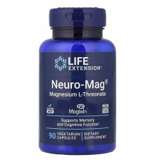L-треонат магнію, Neuro-Mag, Magnesium L-Threonate, Life Extension, 90 вегетаріанських капсул (48 мг на капсулу)