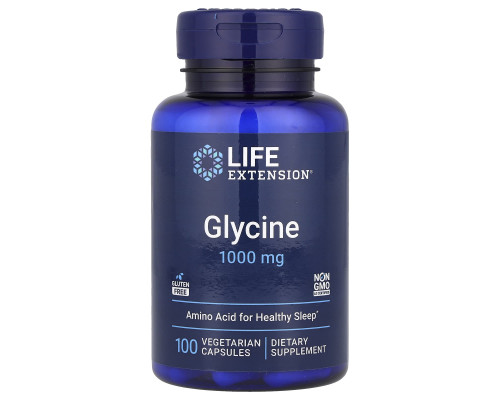 Гліцин, Glycine, Life Extension, 1000 мг, 100 вегетаріанських капсул