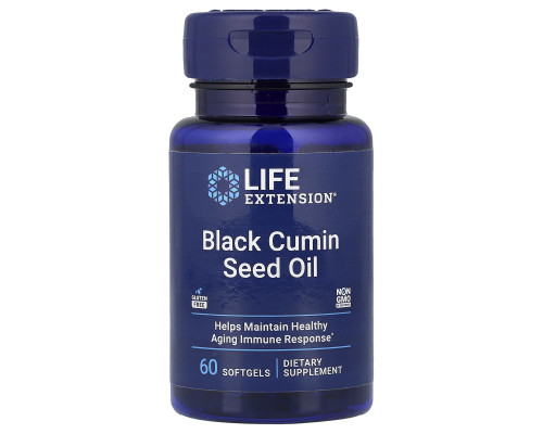Олія чорного кмину, Black Cumin, Life Extension, з насіння, 500 мг, 60 гелевих капсул