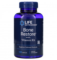 Восстановление костей + К2, Bone Restore, Life Extension, 120 капсул