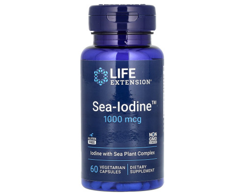 Йод, Sea-Iodine, Life Extension, 1000 мкг, 60 вегетаріанських капсул