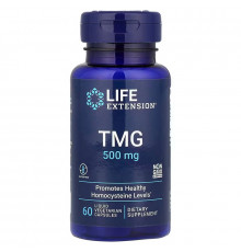Триметилгліцин, TMG, Life Extension, 1000 мг, 60 рідких вегетаріанських капсул (500 мг у капсулі)