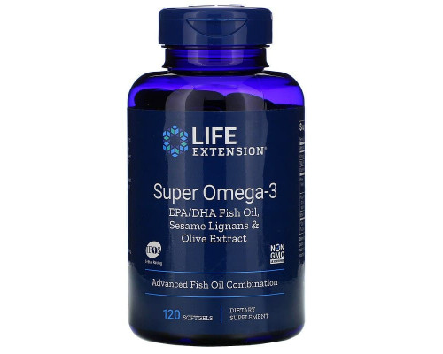 Омега-3 (супер), Omega-3, Life Extension, 120 капсул