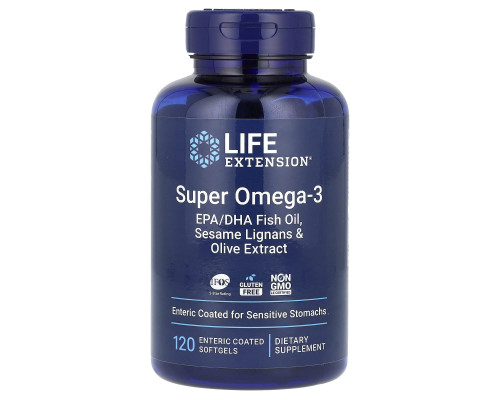 Омега-3, Super Omega-3, EPA/DHA Fish Oil, Life Extension, 120 гелевих капсул