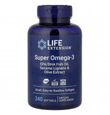 Омега-3, Super Omega-3, Life Extension, 240 гелевих капсул