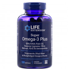 Омега-3 супер +, Super Omega-3 Plus, Life Extension, 120 капсул