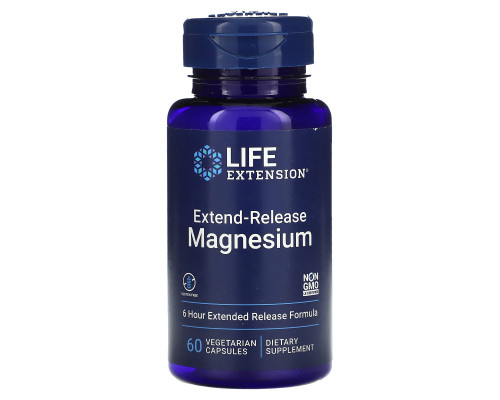 Магній, Магній, Magnesium, Life Extension, з пролонгованим вивільненням, 60 капсул (250 мг на 1 капсулі)