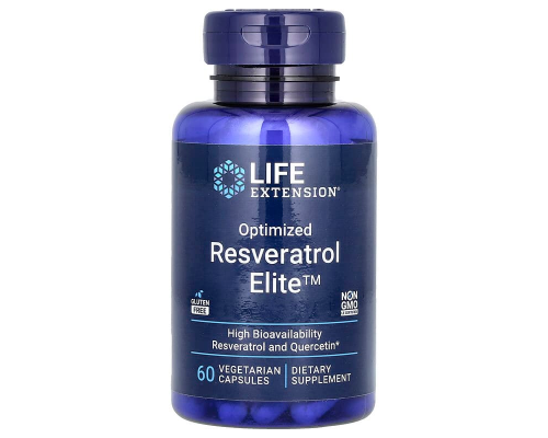 Ресвератрол, Optimized Resveratrol Elite, Life Extension, 60 вегетаріанських капсул