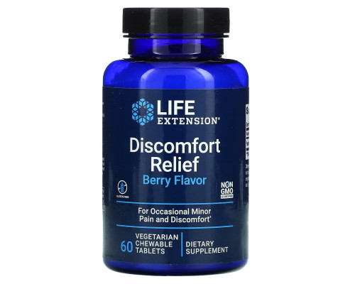 Знеболювальні таблетки, PEA Discomfort Relief, Life Extension, смак ягід, 60 вегетаріанських жувальних таблеток