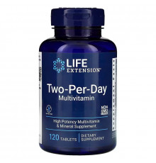 Мультивітаміни, Two-Per-Day Multivitamin, Life Extension, по 2 на день, 120 таблеток