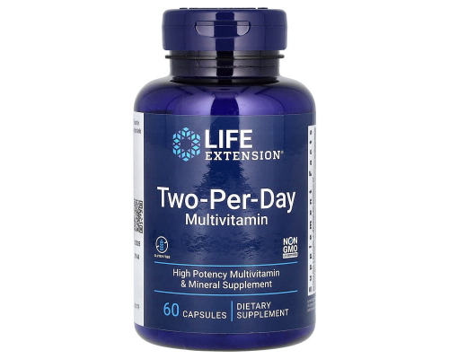 Мультивітаміни "Дві капсули в день", Two-Per-Day Multivitamin, Life Extension, 60 капсул