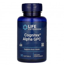 Поліпшення роботи мозку, Cognitex Alpha GPC, Life Extension, 30 гелевих капсул