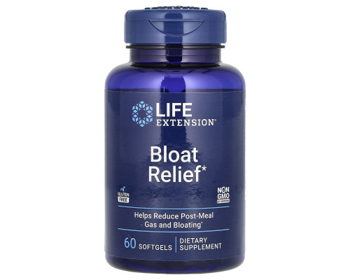Засіб від здуття живота, Bloat Reliefe, Life Extension, 60 гелевих капсул