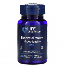 L-эрготионеин, Essential Youth L-Ergothioneine, Life Extension, поддержка молодости, 5 мг, 30 вегетарианских капсул