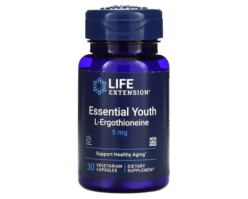 L-ерготіонеїн, Essential Youth L-Ergothioneine, Life Extension, підтримка молодості, 5 мг, 30 вегетаріанських капсул