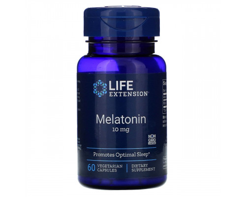Мелатонін, Melatonin, Life Extension, 10 мг, 60 капсул