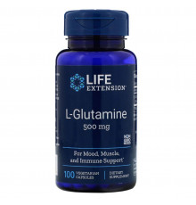 Глутамін, L-Glutamine, Life Extension, 500 мг, 100 капсул