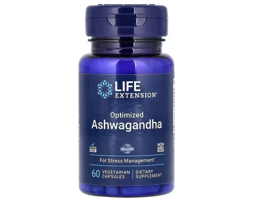 Ашваганда, Optimized Ashwagandha, Life Extension, оптимізована, 125 мг, 60 вегетаріанських капсул