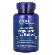 Зелений чай мега екстракт, Mega Green Tea Extract, Life Extension, без кофеїну, 100 вегетаріанських капсул (725 мг на капсулу)