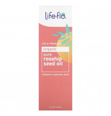 Масло из семян шиповника, Organic Pure Rosehip Seed Oil, Life Flo Health, уход за кожей, органическое, чистое, 118 мл