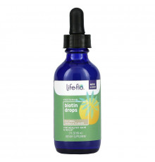 Биотин в каплях, Biotin Drops, Life Flo Health, для здоровых волос и ногтей, ванильный вкус, 60 мл