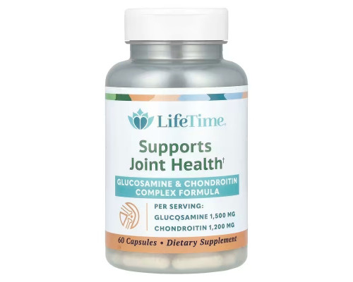 Глюкозамін хондроїтин, Glucosamine & Chondroitin, LifeTime Vitamins, 60 кап.