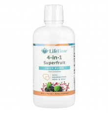 Нони, Мангостин, Годжи, Асаи, Acai, Mangosteen, Noni & Goji, Life Time Vitamins, смесь соков суперфруктов 4 в 1, 946 мл