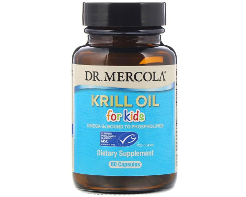 Масло криля для дітей, Kids Krill Oil, Dr. Mercola, 60 капсул