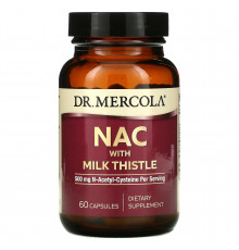 N-ацетилцистеин с расторопшей, NAC with Milk Thistle, Dr. Mercola, 500 мг, 60 капсул
