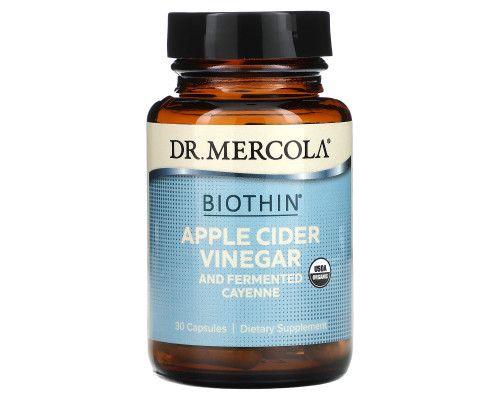 Яблучний оцет і кайенский перець, Apple Cider Vinegar Cayenne, Dr. Mercola, ферментований, 30 капсул