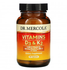 Вітаміни D3 і К2, Vitamins D3 & K2, Dr. Mercola, 5,000 МО, 90 капсул