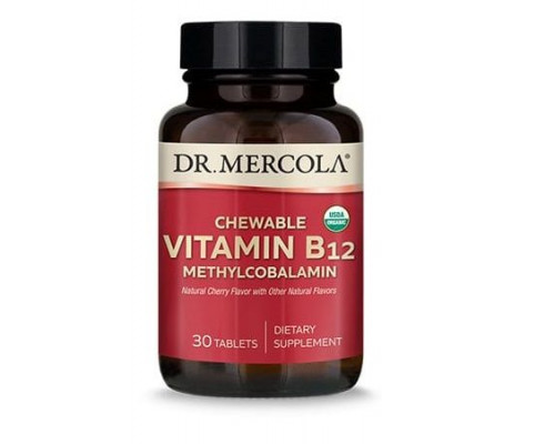 Вітамін В12, Vitamin B12, Dr. Mercola, органік, 1000 мкг, 30 жувальних пігулок