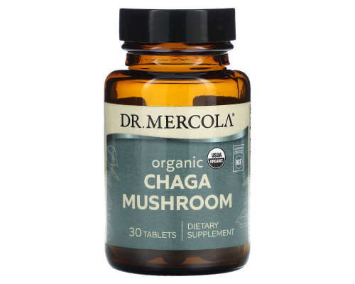Гриб Чага, Chaga Mushroom, Dr. Mercola, органічний, 30 пігулок