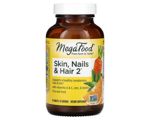 Вітаміни для волосся, шкіри і нігтів, Skin, Nails & Hair 2, MegaFoods, 90 таблеток