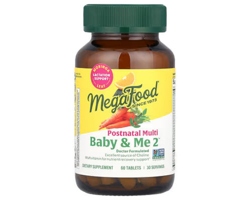 Мультивітаміни для жінок після пологів, Baby & Me 2, MegaFood, 60 таблеток