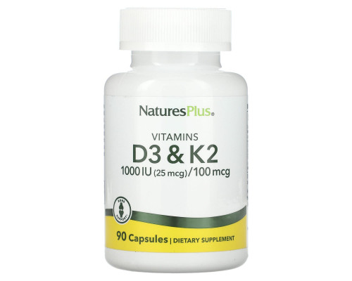 Вітамін D3 та К2, Vitamin D3 & K2, Nature's Plus, 1000 МО/100 мкг, 90 капсул