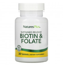 Фолієва кислота та біотин, Biotin & Folic Acid, Nature's Plus, пролонгованої дії, 30 таблеток