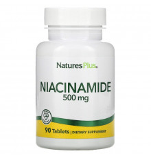 Ніацинамід, Niacinamide, Nature's Plus, 500 мг, 90 таблеток