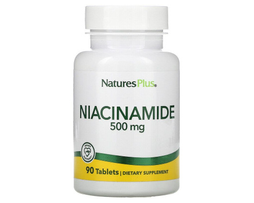 Ніацинамід, Niacinamide, Nature's Plus, 500 мг, 90 таблеток