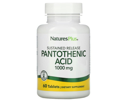 Пантотенова кислота (Pantothenic Acid), Nature's Plus, 1000 мг, 60 таблеток