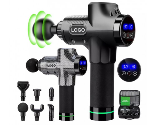 Перкусійний ударний масажер Rlaxyoo S3 Massage Gun (12 насадок) 30 режимів (Карбон)